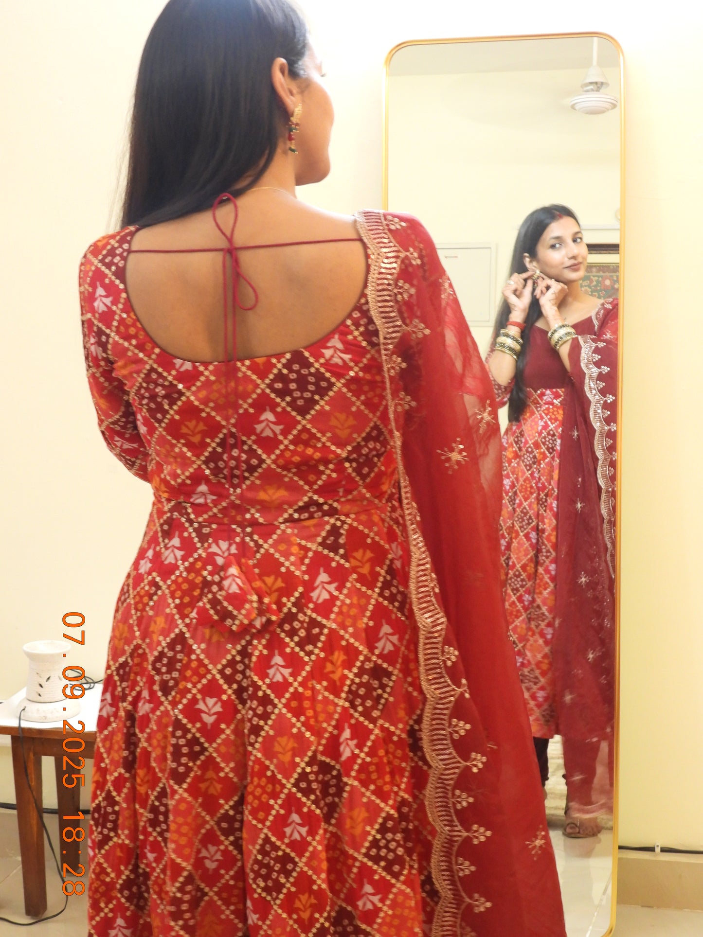 #MBA2048 Pure Chinon Silk Embroidered Anarkali Set - Maroon