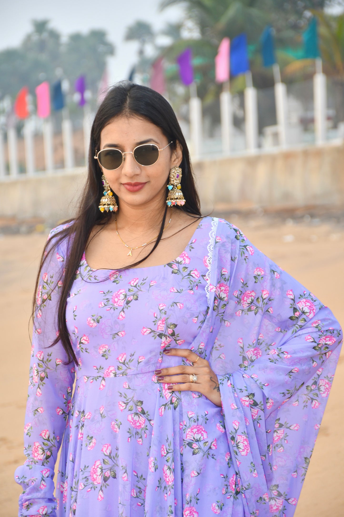 #MBA2078 Noor lavender anarkali and dupatta