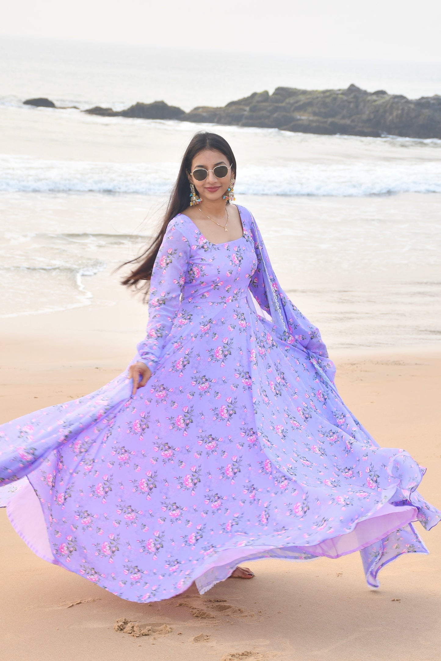 #MBA2078 Noor lavender anarkali and dupatta