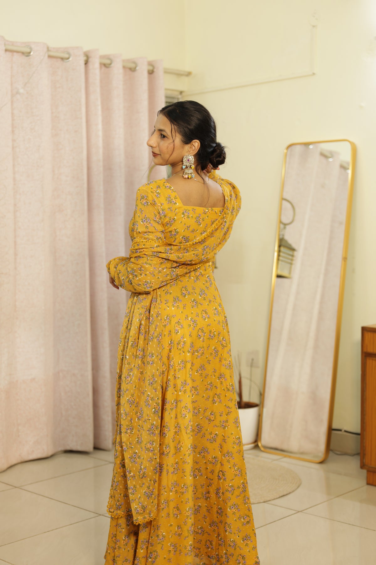 Perfect yellow anarkali and dupatta