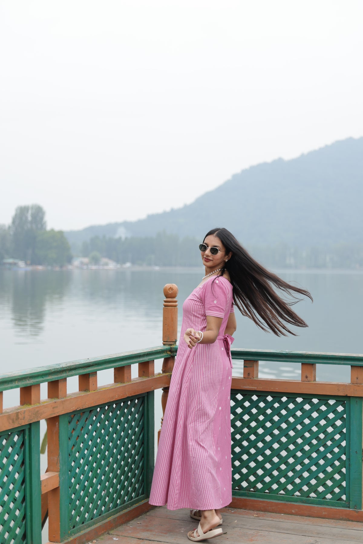 Polka stripe magic dress- pink