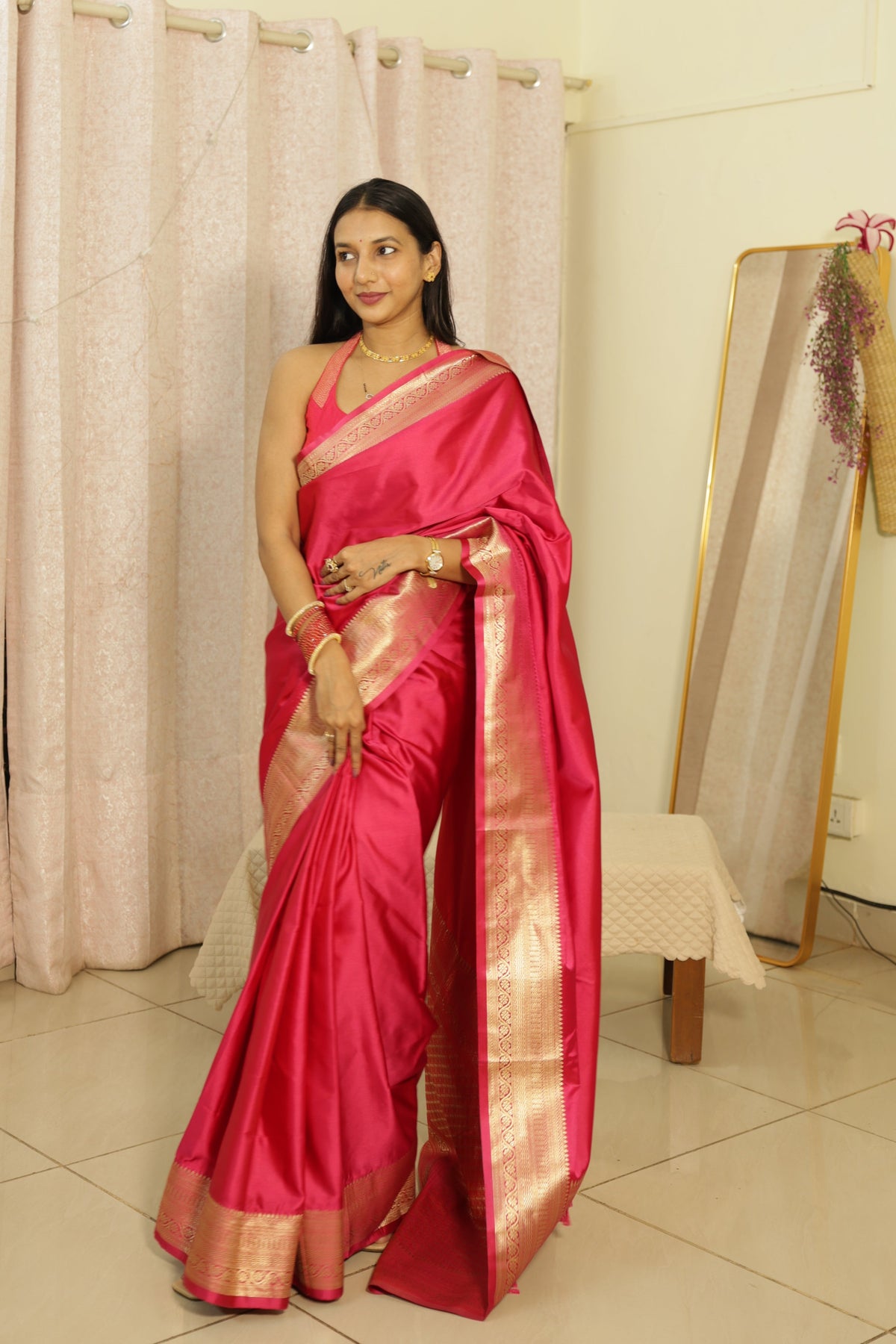 Ranipink katan silk 1 min saree