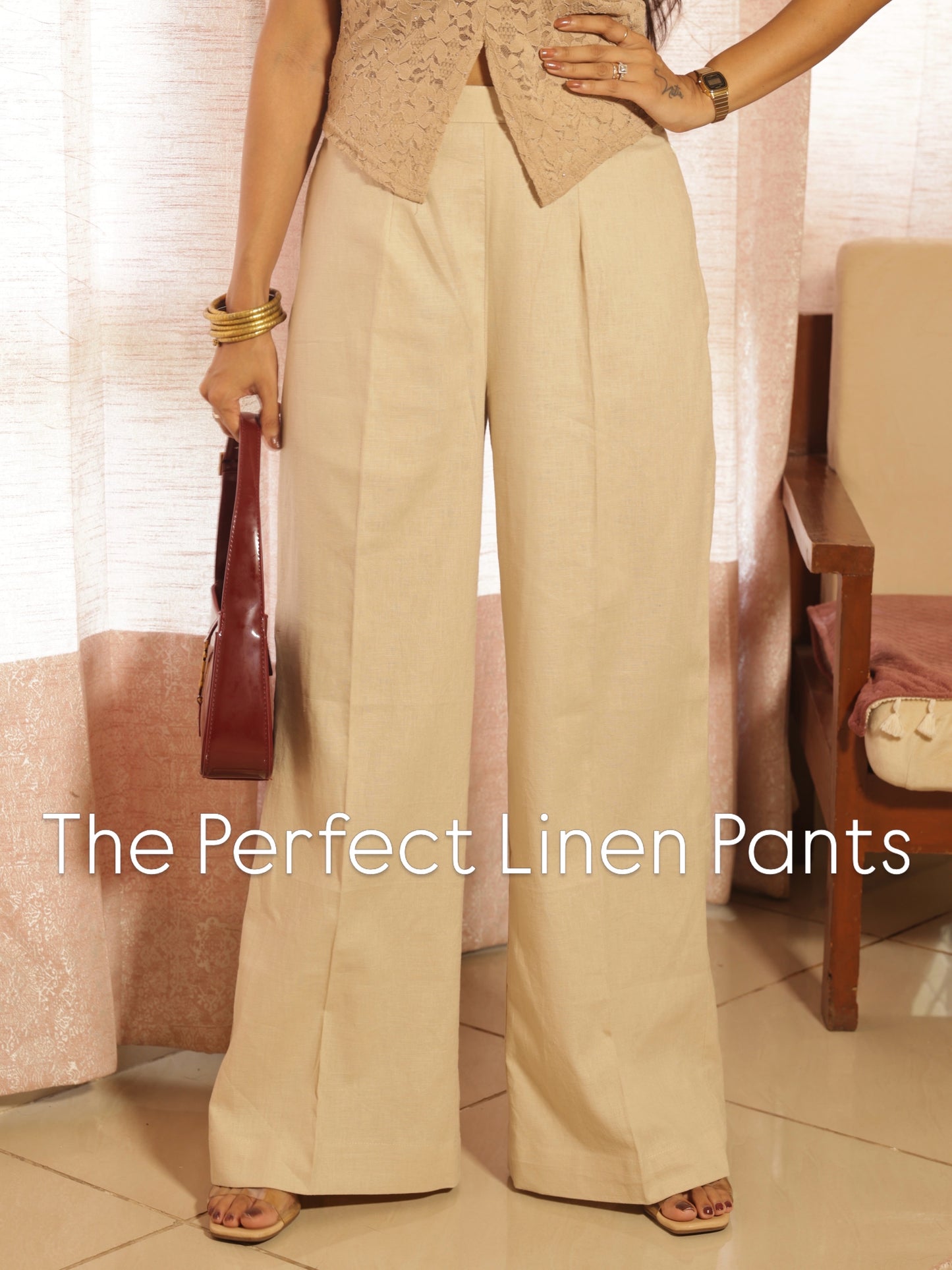 #MBA2130 Linen pants- Beige