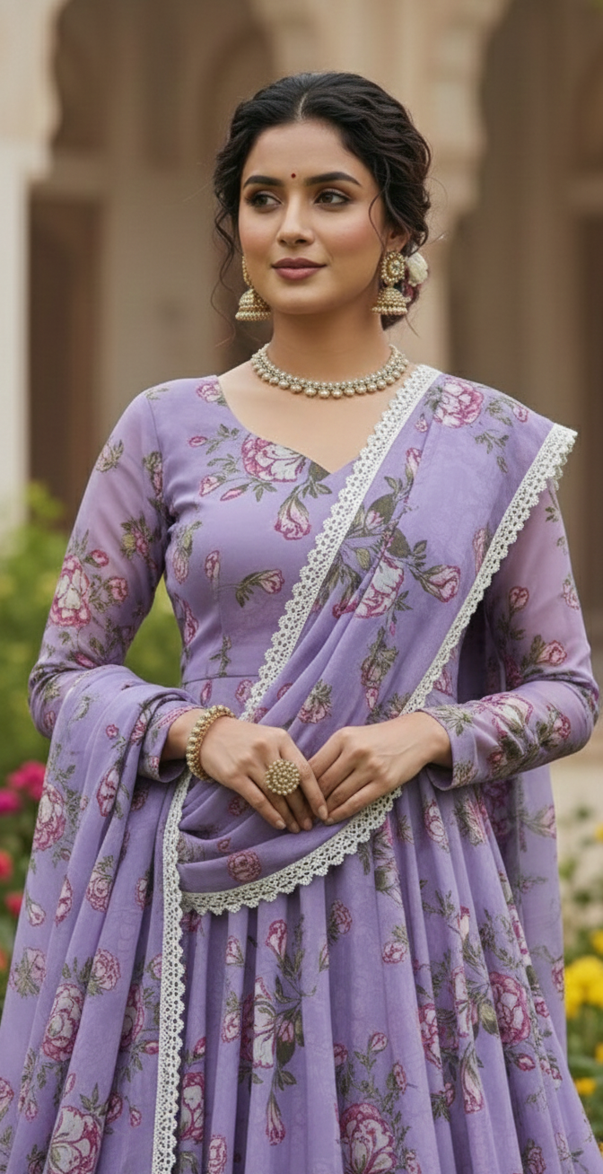 #MBA2078 Noor lavender anarkali and dupatta