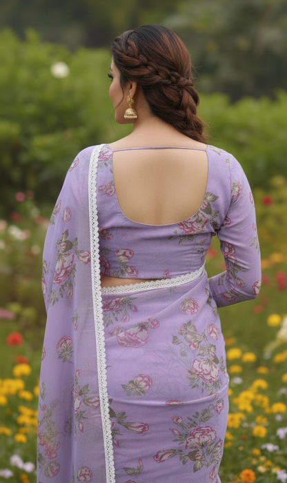 #MBA2079 NOOR lavender 1 min saree and blouse