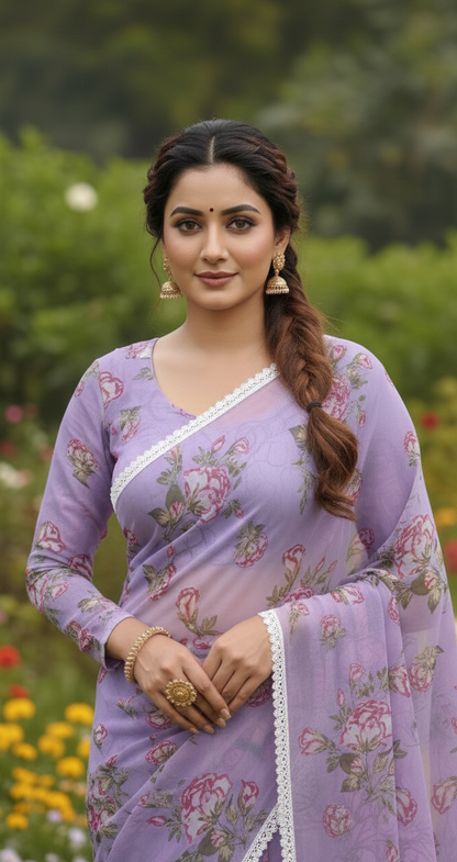 #MBA2079 NOOR lavender 1 min saree and blouse