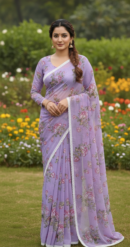 #MBA2079 NOOR lavender 1 min saree and blouse