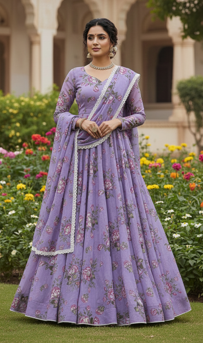 #MBA2078 Noor lavender anarkali and dupatta