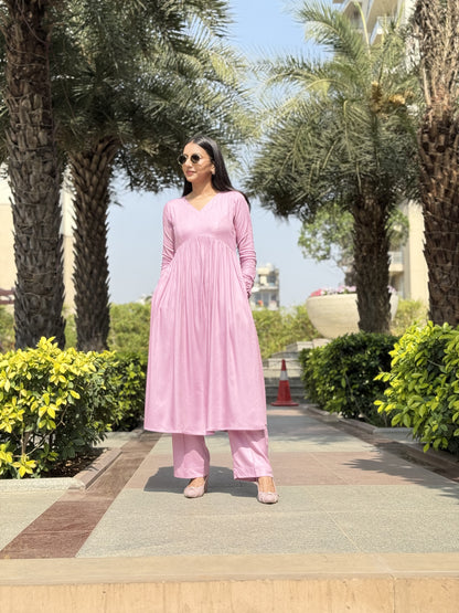 #MBA1854 Ruhaniyat kurta pant with dupatta-Mauve