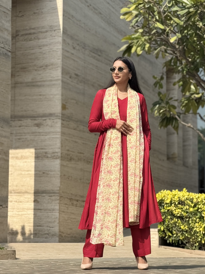 #MBA1851 Ruhaniyat kurta pant with dupatta- maroon