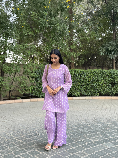 #MBA1704 Floral everyday co-ord set-Lavender heart