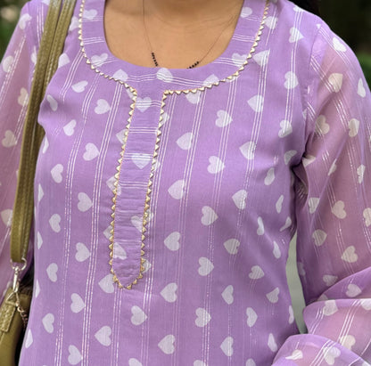 #MBA1704 Floral everyday co-ord set-Lavender heart