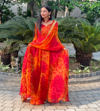 #MBA1965 Red Gulaabo anarkali and dupatta