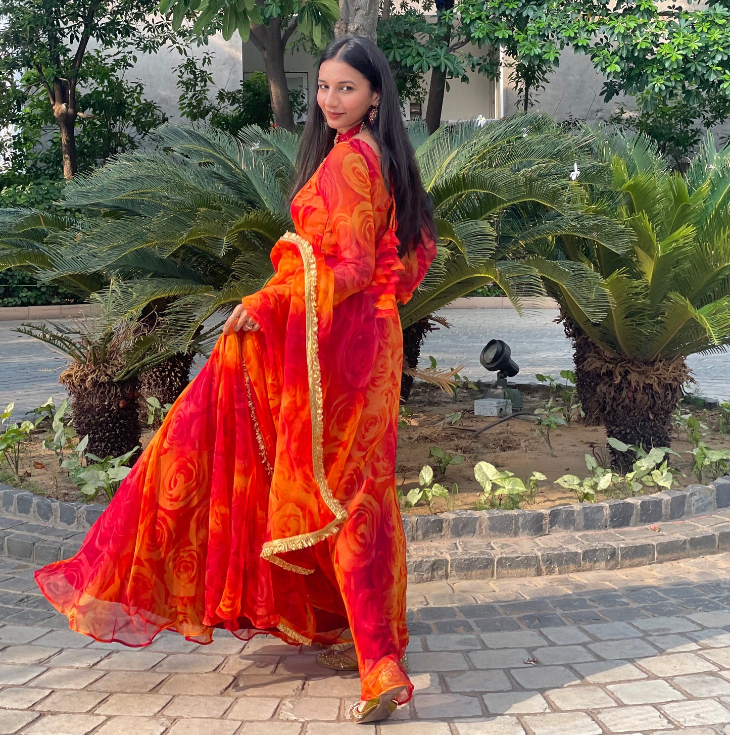 #MBA1965 Red Gulaabo anarkali and dupatta