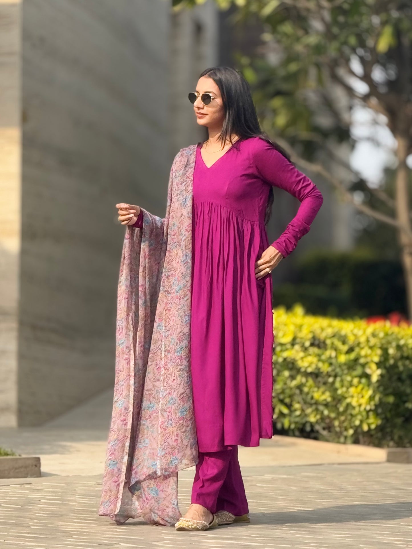 #MBA1848 Ruhaniyat kurta pant with dupatta- wine