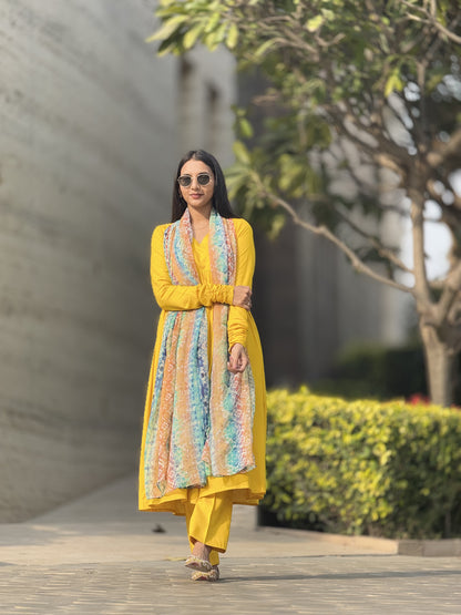 #MBA1850 Ruhaniyat kurta pant with dupatta- yellow