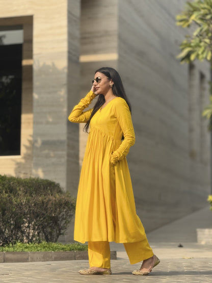 #MBA1850 Ruhaniyat kurta pant with dupatta- yellow