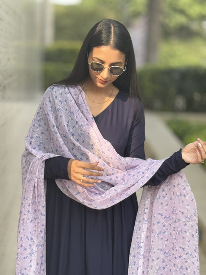 #MBA1853 Ruhaniyat kurta pant with dupatta- navy blue