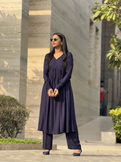 #MBA1853 Ruhaniyat kurta pant with dupatta- navy blue