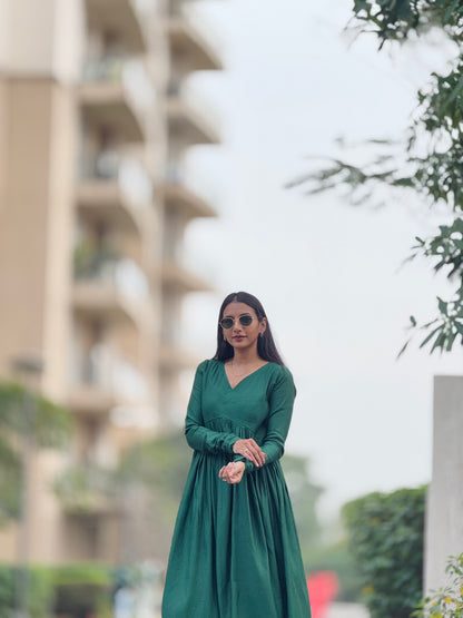 #MBA1855 Ruhaniyat kurta pant with dupatta-bottle green