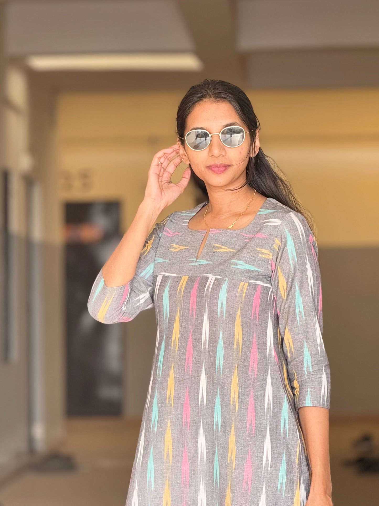 #MBA1859 Ikkat 2.0- Grey kurta and pant