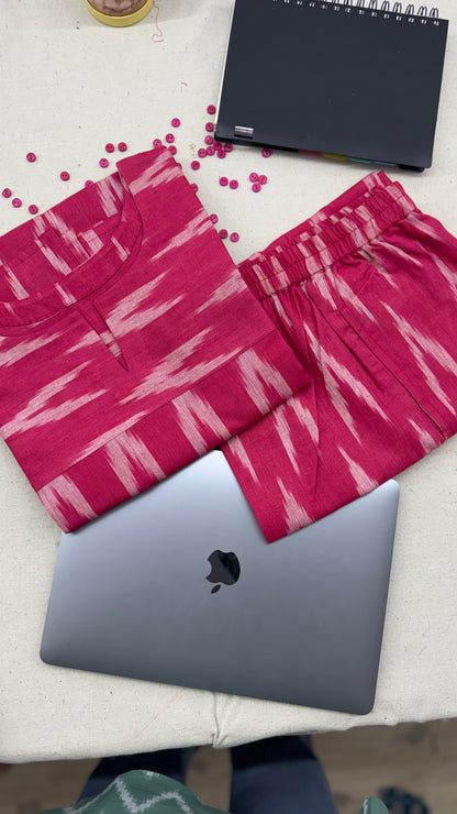 #MBA1863 Ikkat 2.0- pink kurta and pant