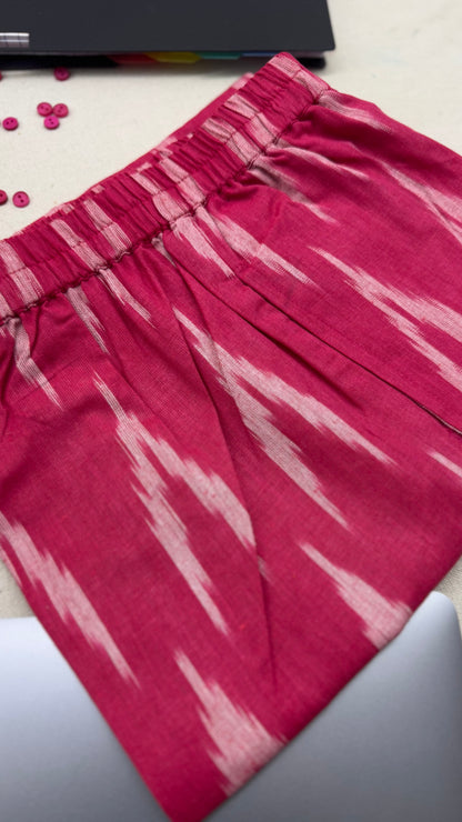 #MBA1863 Ikkat 2.0- pink kurta and pant