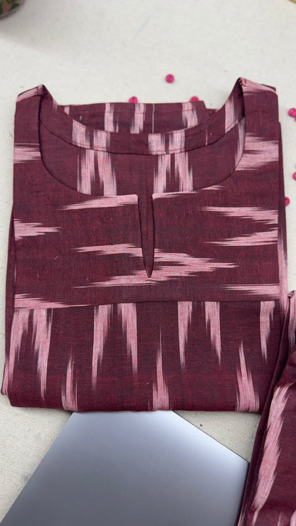 #MBA1866 Ikkat 2.0- chocolate kurta and pant