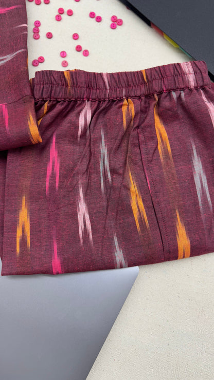 #MBA1862 Ikkat 2.0- maroon kurta and pant