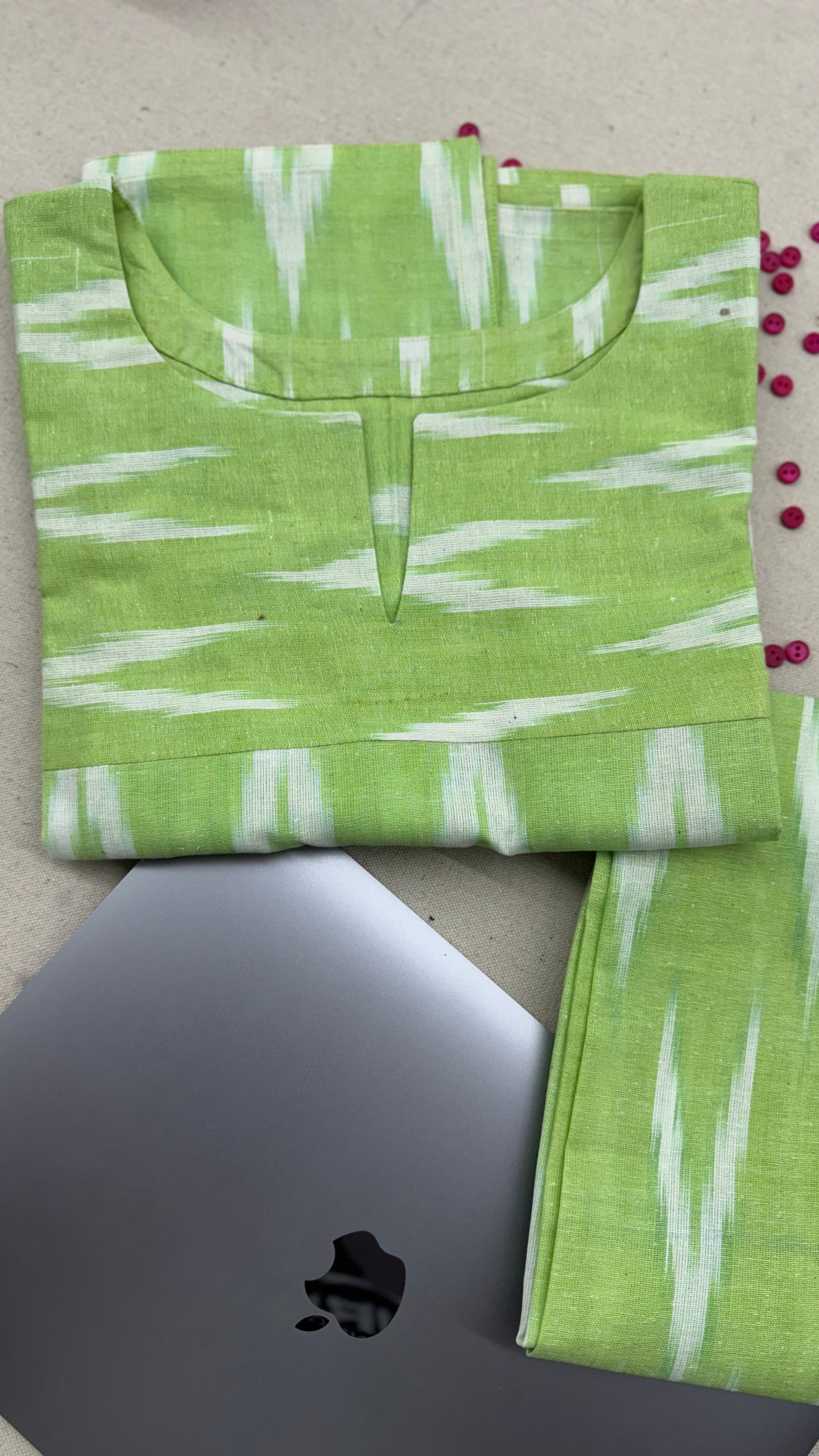 #MBA1861 Ikkat 2.0- pista green kurta and pant