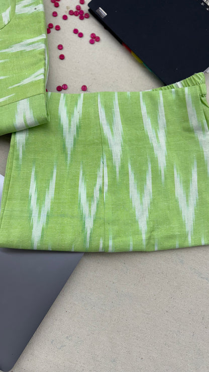 #MBA1861 Ikkat 2.0- pista green kurta and pant