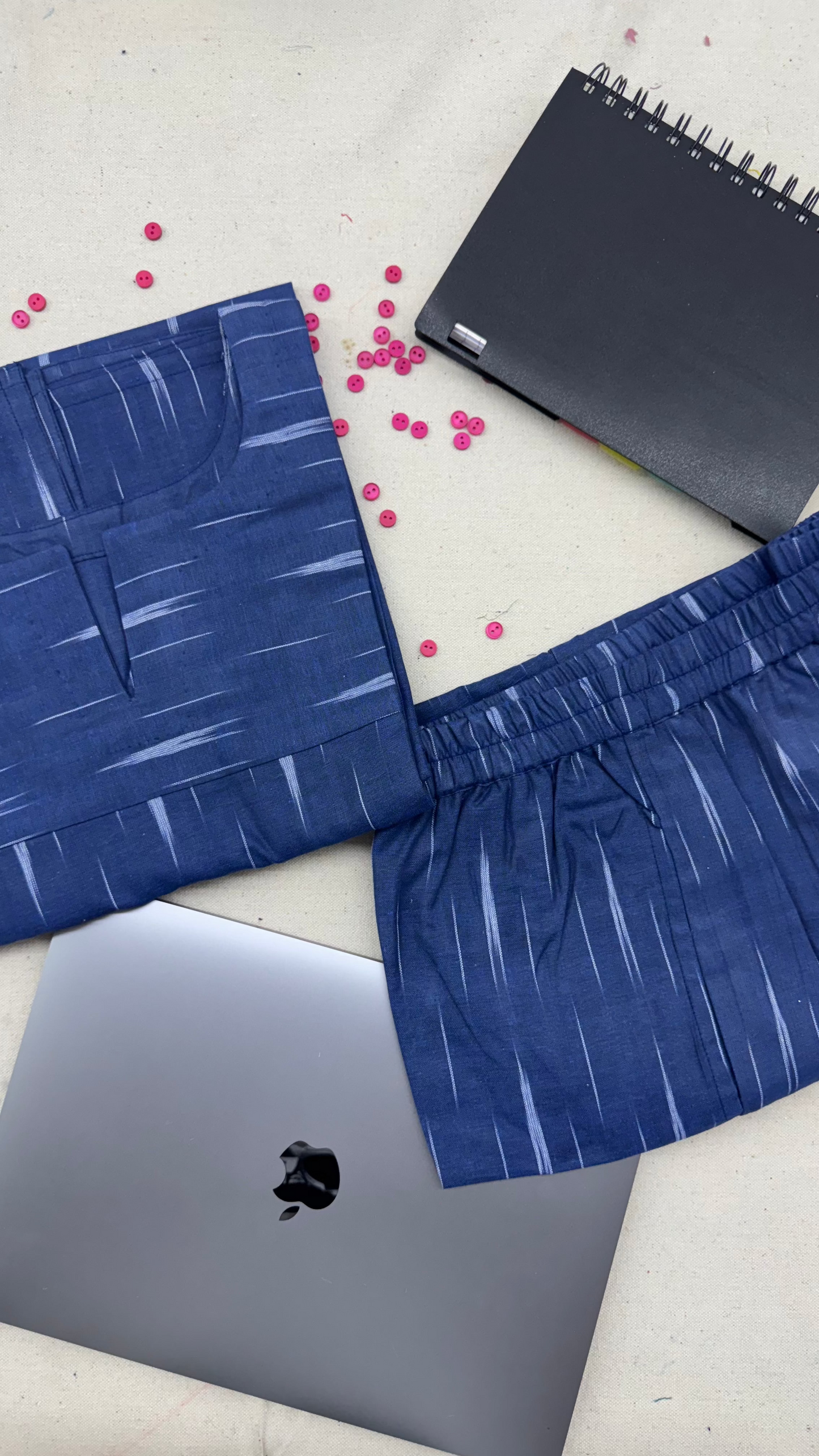 #MBA1867 Ikkat 2.0- navy blue kurta and pant