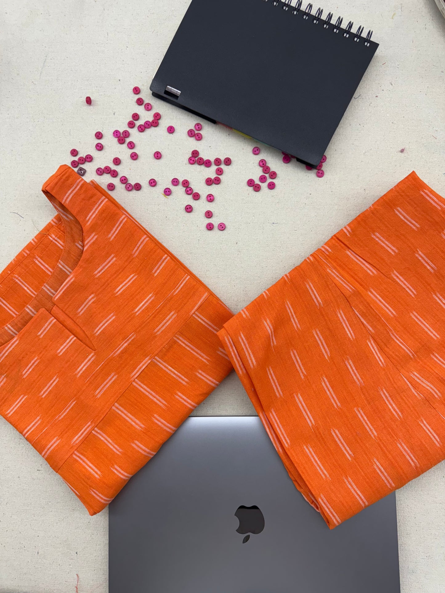 #MBA1860 Ikkat 2.0- orange kurta and pant