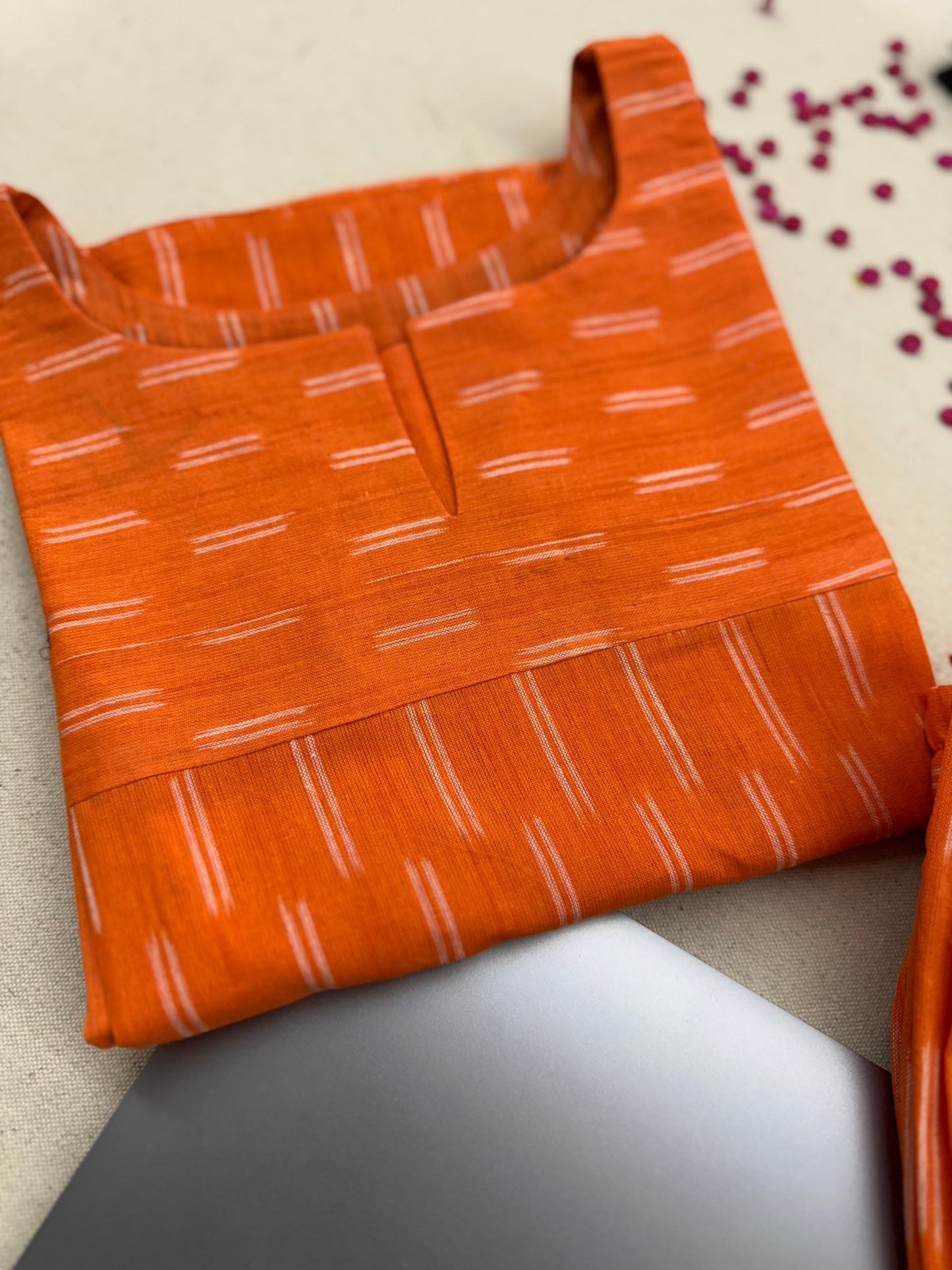 #MBA1860 Ikkat 2.0- orange kurta and pant