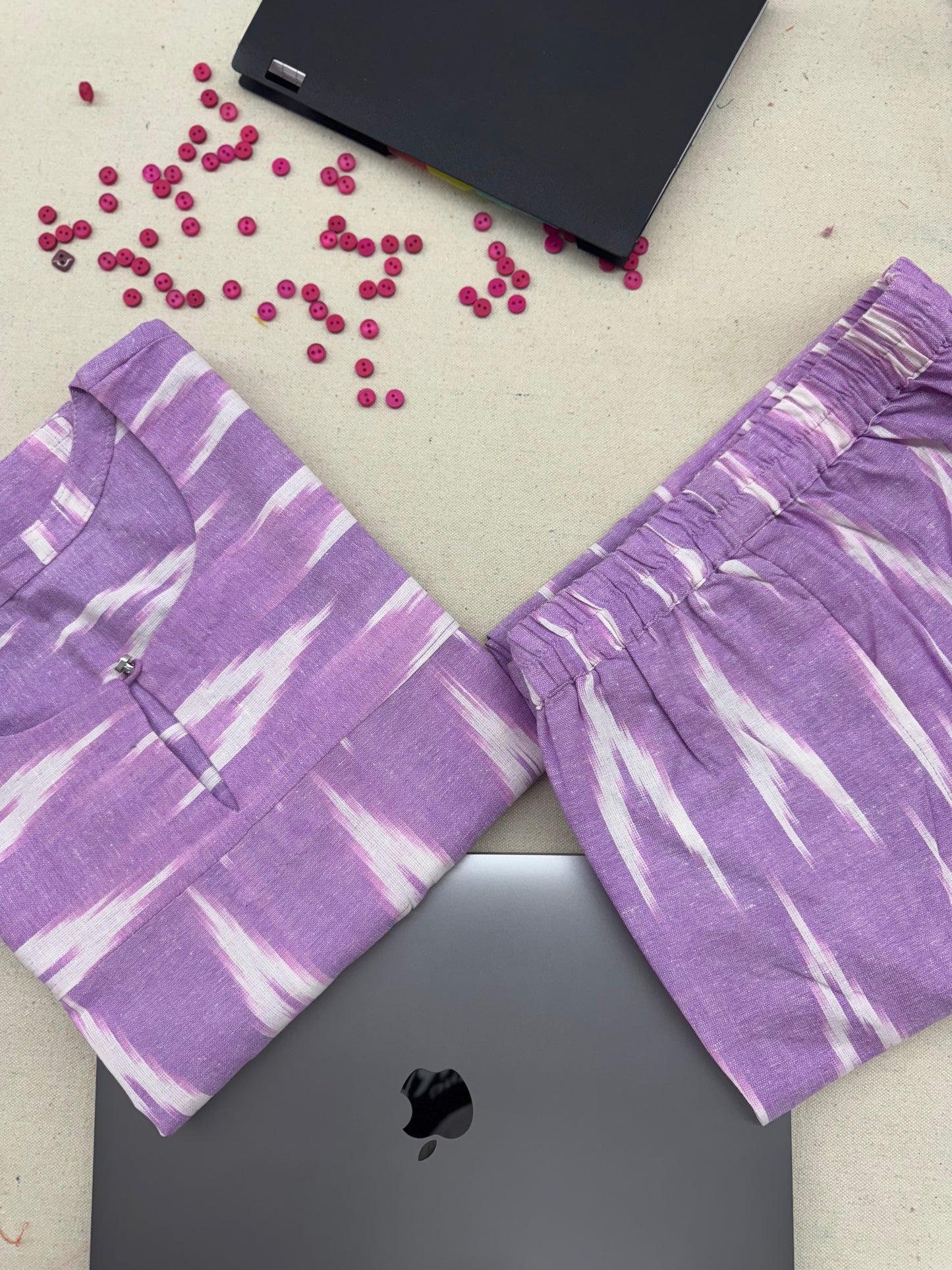 #MBA1858 Ikkat 2.0- Lavender kurta and pant