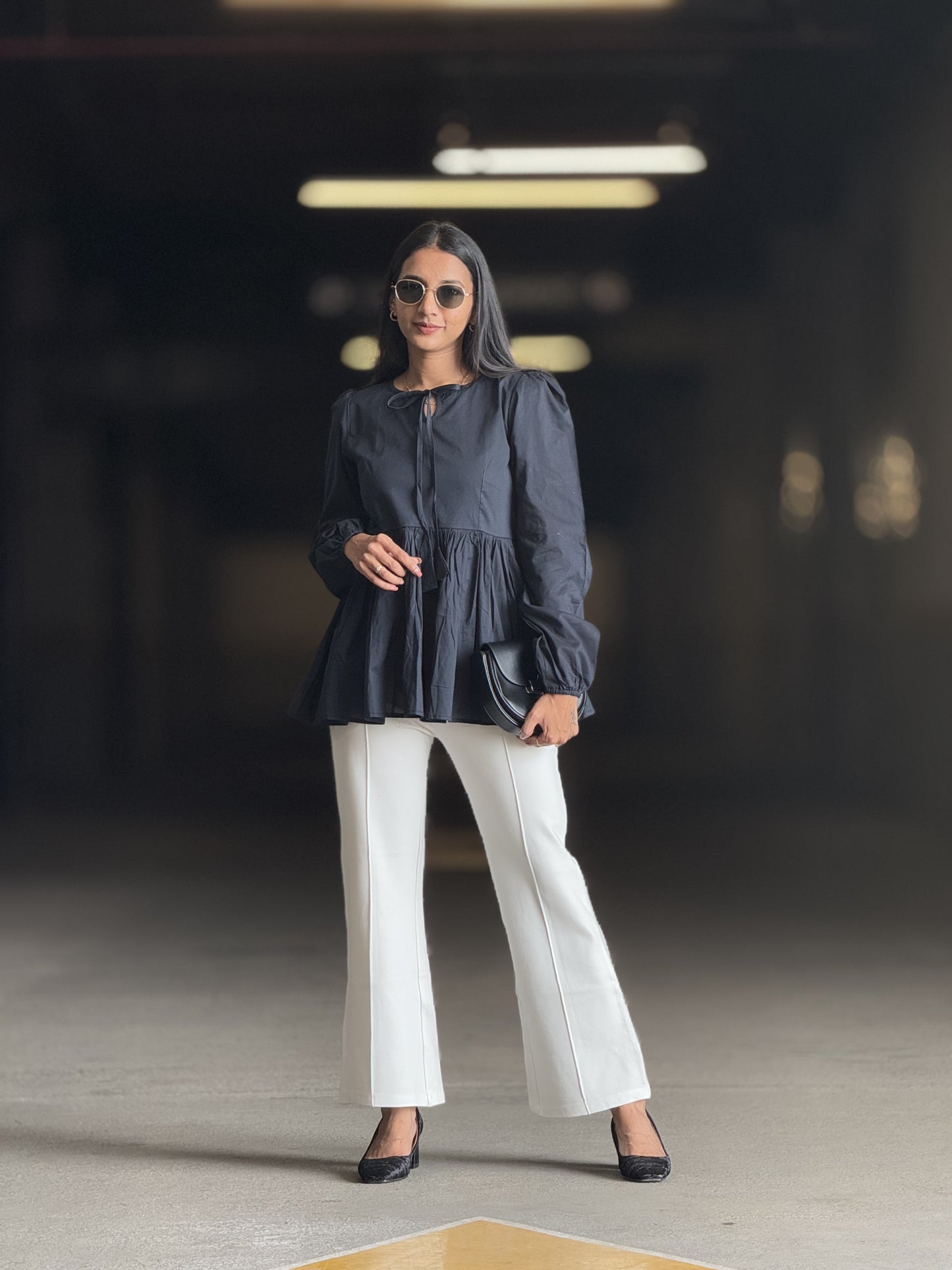 #MBA1878 Alizeh cotton top- Black