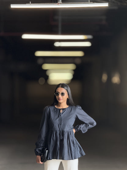 #MBA1878 Alizeh cotton top- Black