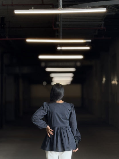 #MBA1878 Alizeh cotton top- Black