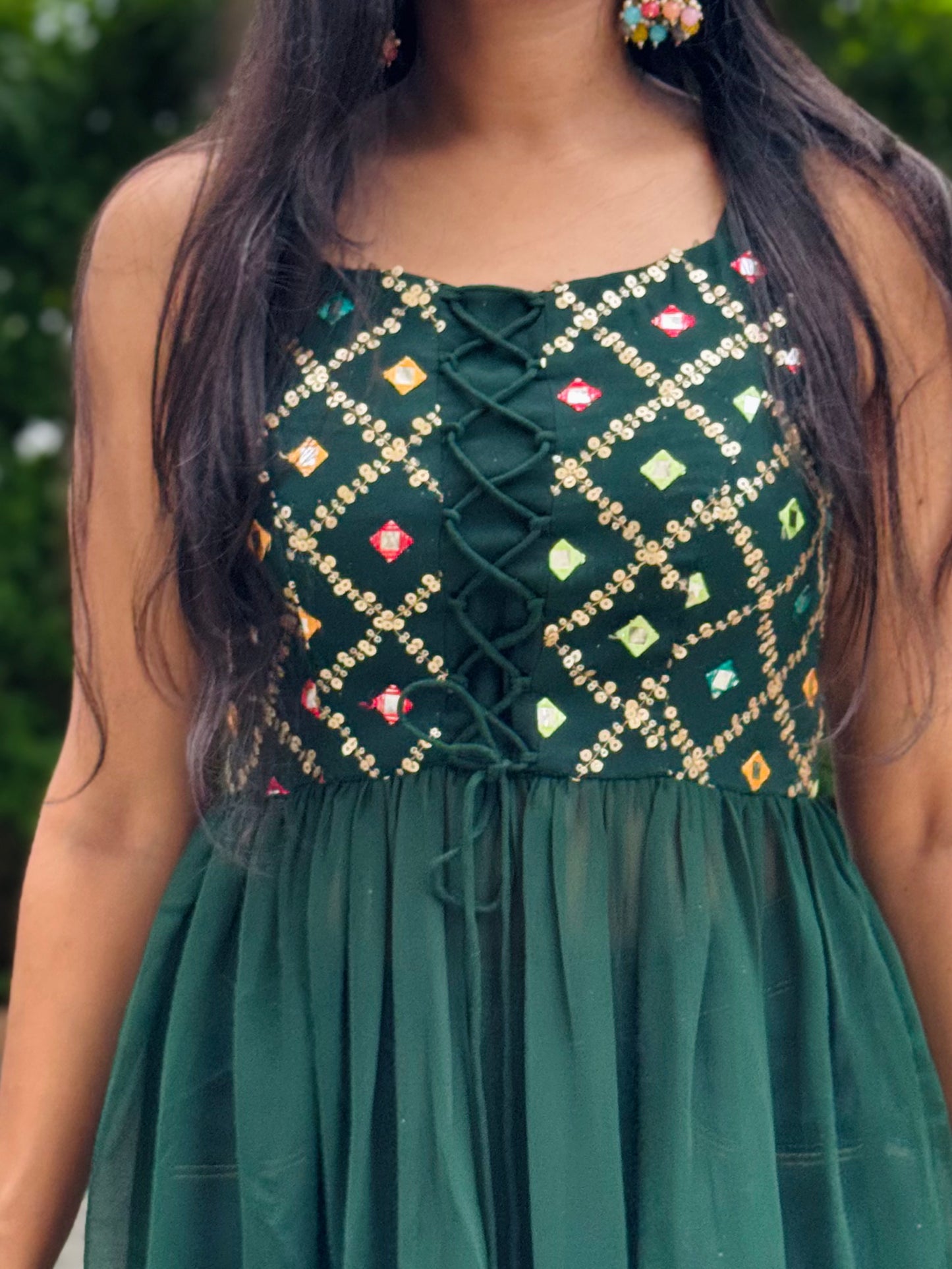 #MBA1999 Sitara side slit kurti- Bottle green