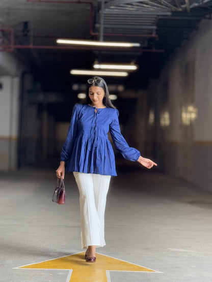 #MBA1875 Alizeh cotton top- Navy blue