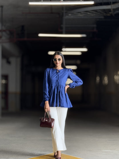 #MBA1875 Alizeh cotton top- Navy blue