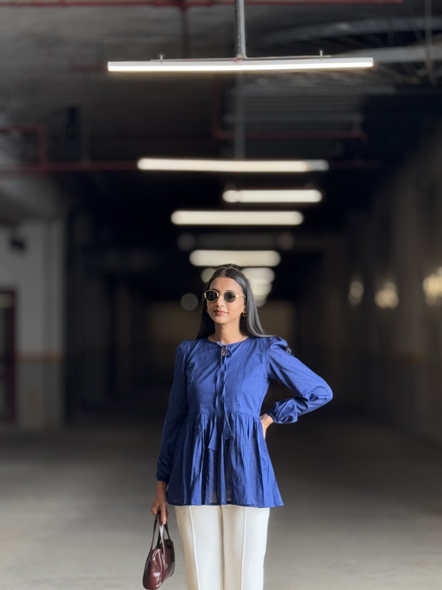 #MBA1875 Alizeh cotton top- Navy blue