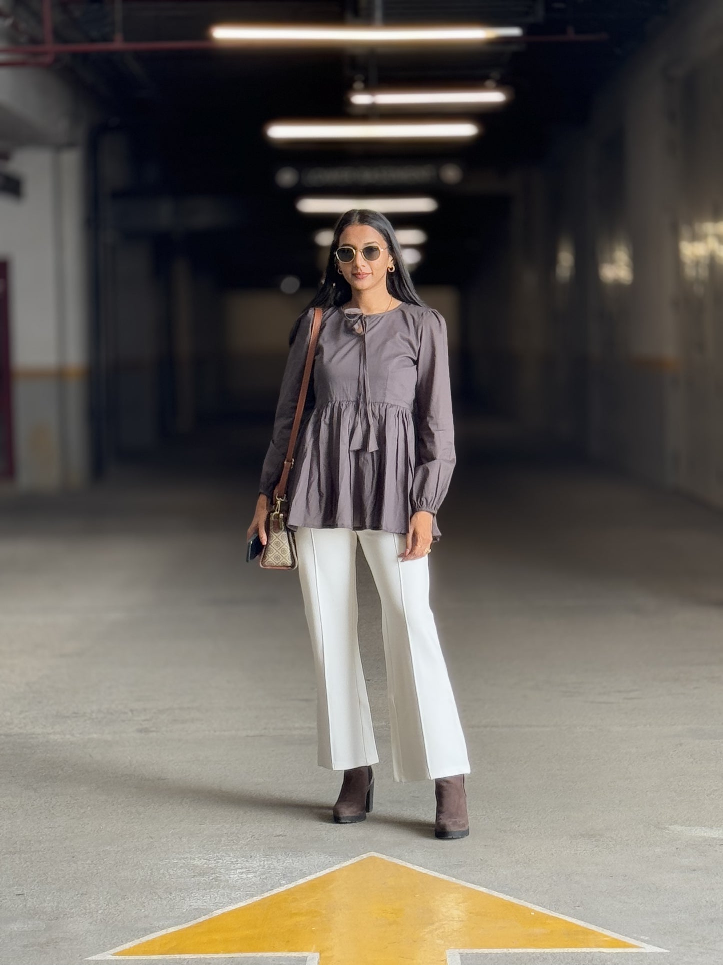 #MBA1874 Alizeh cotton top- Mocha brown