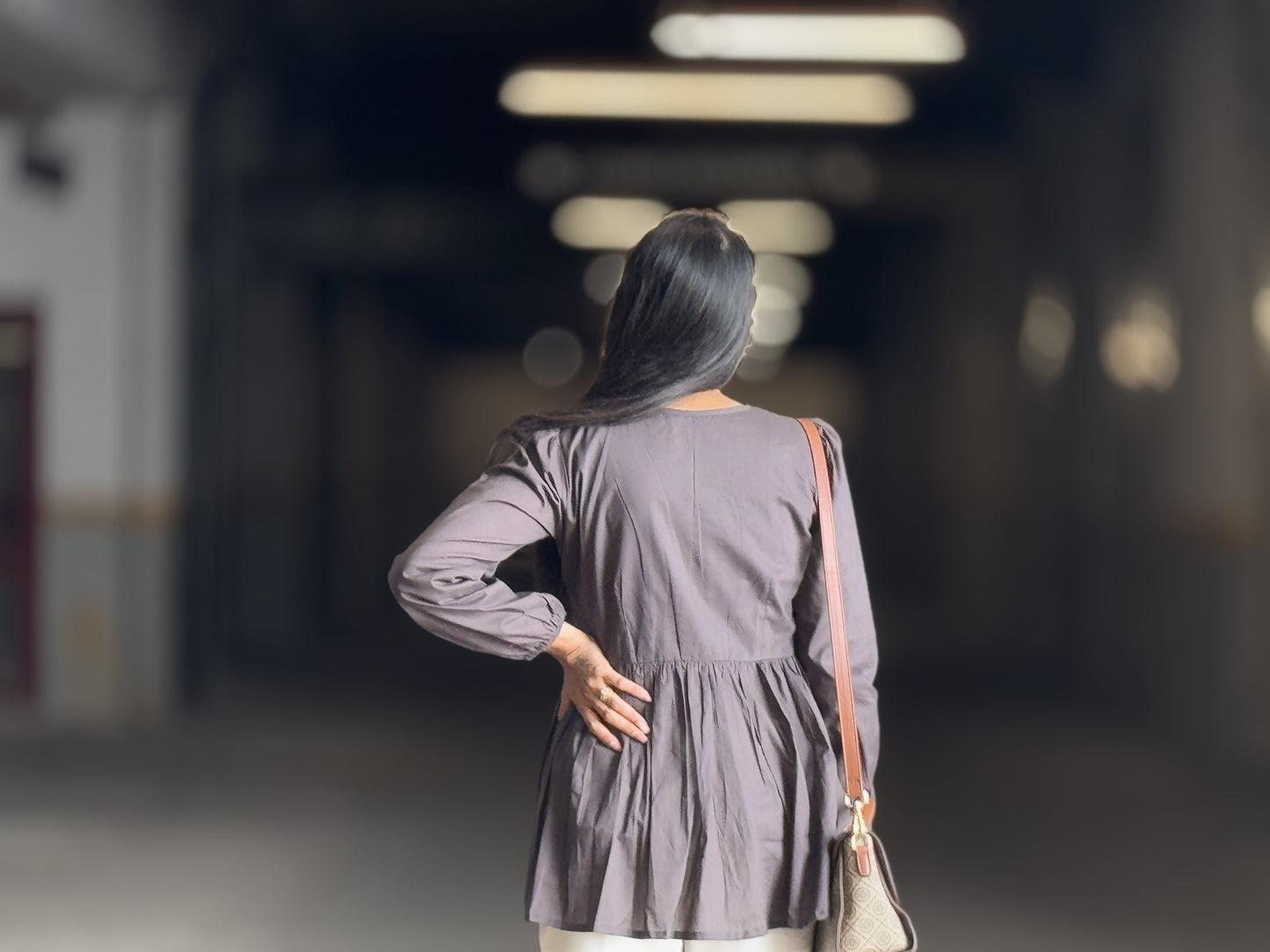 #MBA1874 Alizeh cotton top- Mocha brown