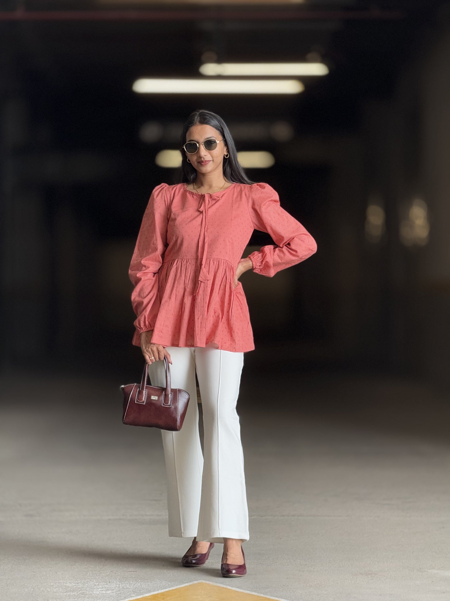 #MBA1872 Alizeh cotton top- Dobby peach