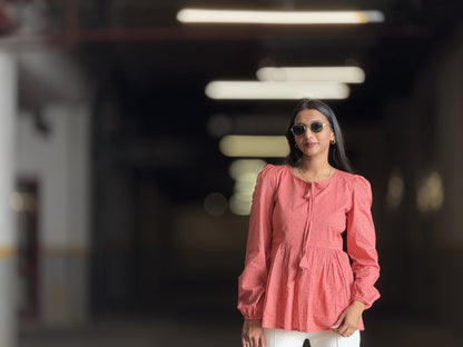 #MBA1872 Alizeh cotton top- Dobby peach