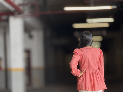 #MBA1872 Alizeh cotton top- Dobby peach