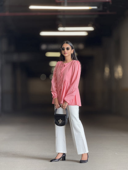 #MBA1873 Alizeh cotton top- Flamingo pink