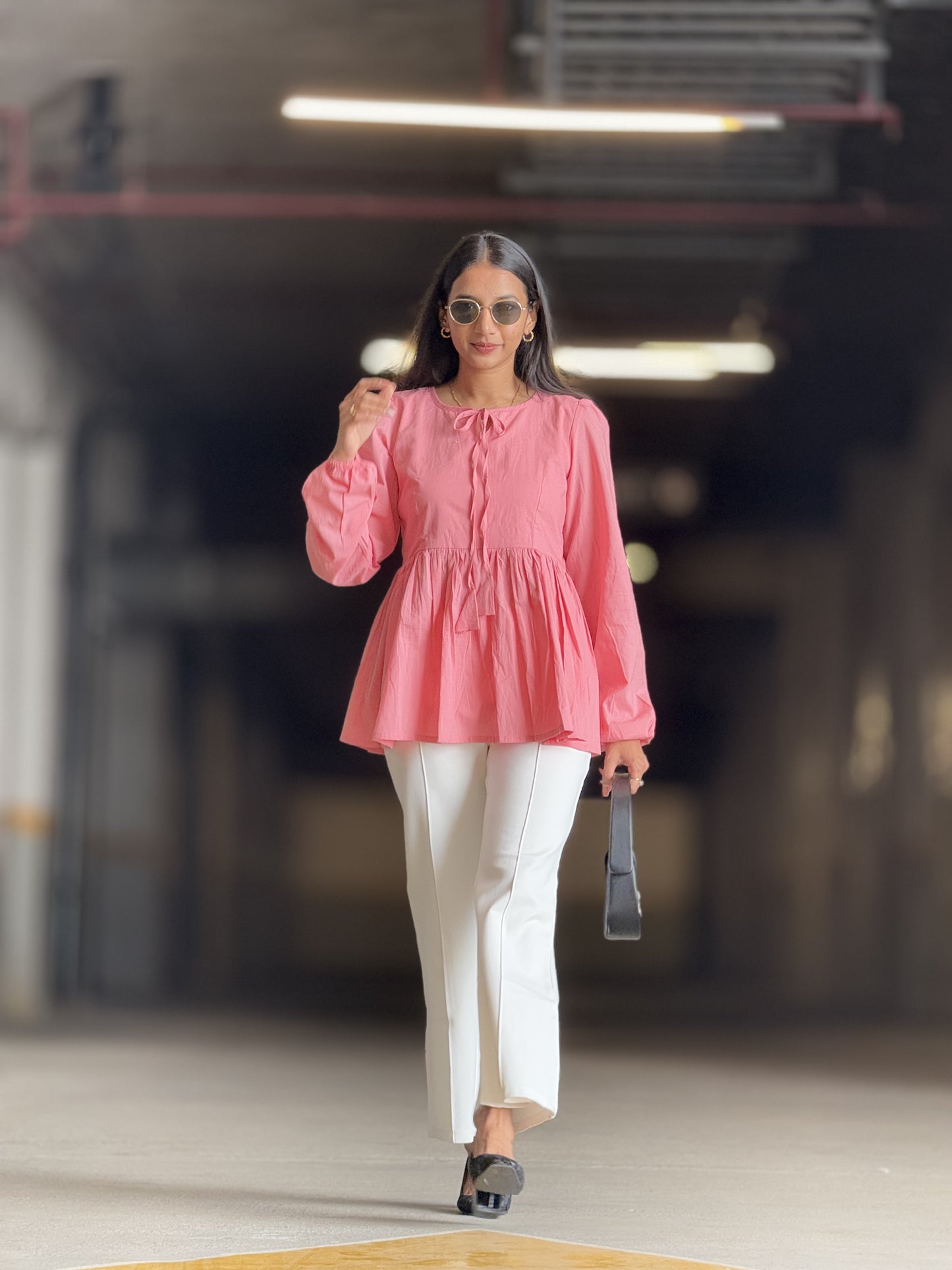 #MBA1873 Alizeh cotton top- Flamingo pink