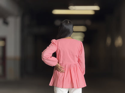 #MBA1873 Alizeh cotton top- Flamingo pink